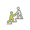 Image of person helping someone up stairs