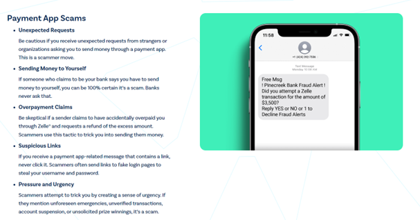 Graphic with a list of payment app scans